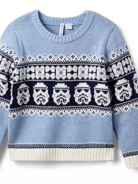 Janie and Jack Light Blue & Navy Fair Isle Sweater